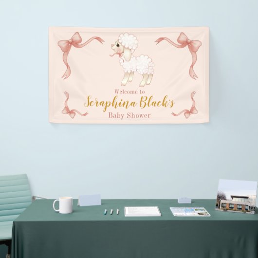Sweet Girly Pink Lamb Baby shower Spandoek (Beurs)