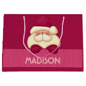 Sweet Girly Pink Santa en Polka Dots Groot Cadeauzakje (Voorkant)