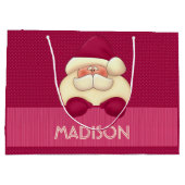 Sweet Girly Pink Santa en Polka Dots Groot Cadeauzakje (Achterkant)