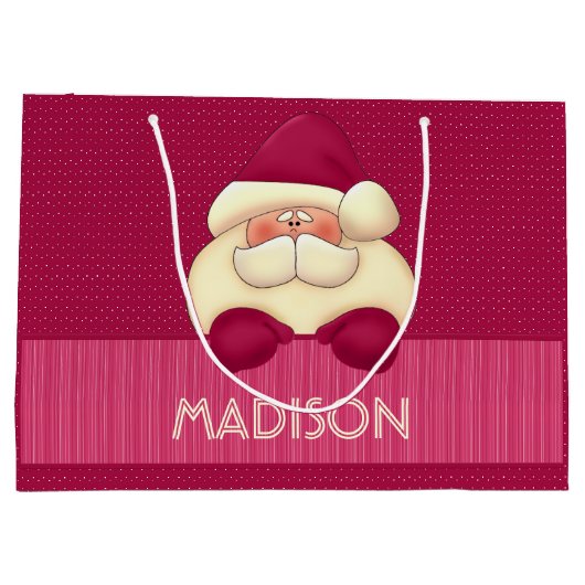 Sweet Girly Pink Santa en Polka Dots Groot Cadeauzakje (Achterkant)