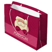 Sweet Girly Pink Santa en Polka Dots Groot Cadeauzakje (Achterkant Gekanteld)