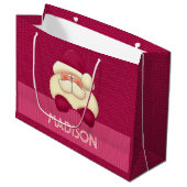 Sweet Girly Pink Santa en Polka Dots Groot Cadeauzakje (Voorkant Gekanteld)