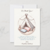 Sweet Girly Teepee Sleepover Party Verjaardag Bedankkaart (Voorkant)