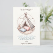 Sweet Girly Teepee Sleepover Party Verjaardag Bedankkaart (Staand voorkant)
