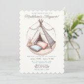 Sweet Girly Teepee Sleepover Party Verjaardag Kaart (Staand voorkant)