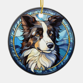 Sweet Glas in lood Australian Shepherd Dog Keramisch Ornament