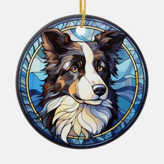 Sweet Glas in lood Australian Shepherd Dog Keramisch Ornament (Voorkant)
