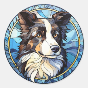 Sweet Glas in lood Australian Shepherd Dog Ronde Sticker