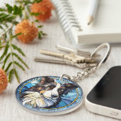 Sweet Glas in lood Australian Shepherd Dog Sleutelhanger (Voorkant Rechts)