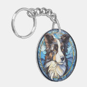 Sweet Glas in lood Australian Shepherd Dog Sleutelhanger (Voorkant Links)