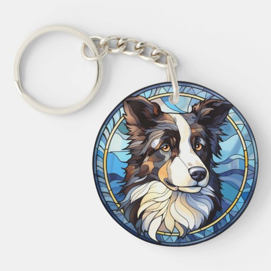 Sweet Glas in lood Australian Shepherd Dog Sleutelhanger (Voorkant)