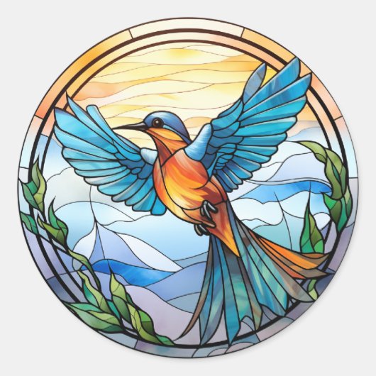 Sweet Glas in lood Bluebird Ronde Sticker (Voorkant)