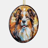 Sweet Glas in lood Border Collie Dog Keramisch Ornament (Rechts)