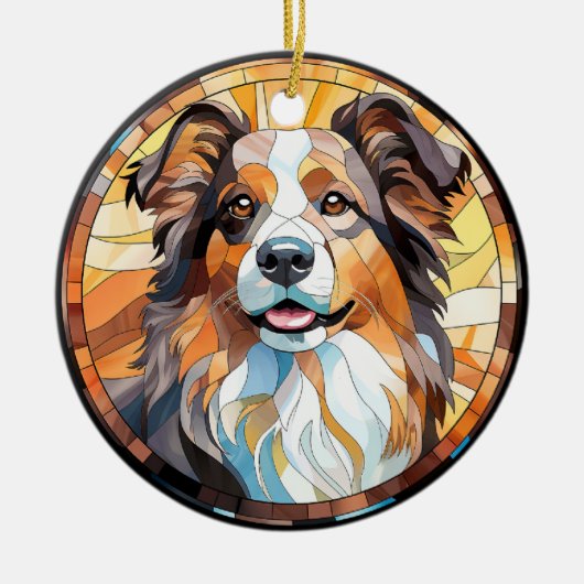 Sweet Glas in lood Border Collie Dog Keramisch Ornament (Voorkant)
