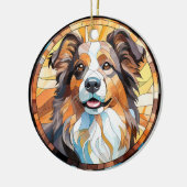 Sweet Glas in lood Border Collie Dog Keramisch Ornament (Links)