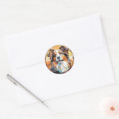 Sweet Glas in lood Border Collie Dog Ronde Sticker (Envelop)
