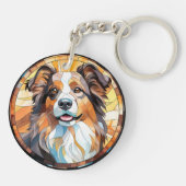 Sweet Glas in lood Border Collie Dog Sleutelhanger (Achterkant)