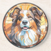 Sweet Glas in lood Border Collie Dog Zandsteen Onderzetter (Voorkant)