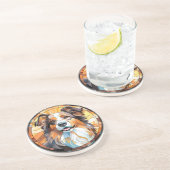 Sweet Glas in lood Border Collie Dog Zandsteen Onderzetter (Zijkant)