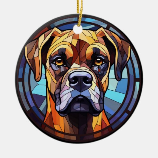 Sweet Glas in lood Boxer Dog Keramisch Ornament (Voorkant)