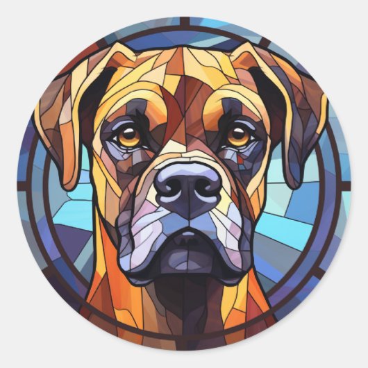 Sweet Glas in lood Boxer Dog Ronde Sticker (Voorkant)