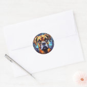 Sweet Glas in lood Boxer Dog Ronde Sticker (Envelop)
