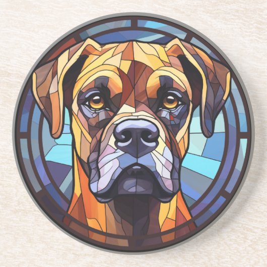 Sweet Glas in lood Boxer Dog Zandsteen Onderzetter (Voorkant)