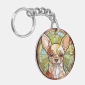 Sweet Glas in lood Chihuahua Dog Sleutelhanger (Voorkant Links)