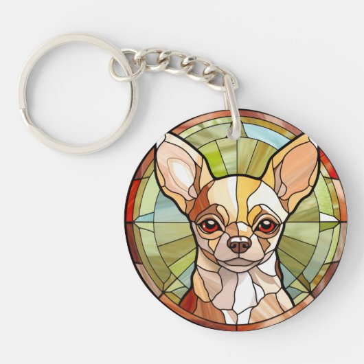 Sweet Glas in lood Chihuahua Dog Sleutelhanger (Voorkant)