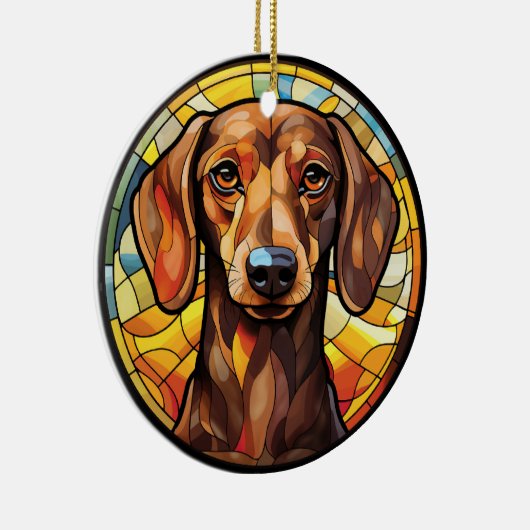 Sweet Glas in lood Dachsund Dog Keramisch Ornament (Rechts)