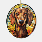 Sweet Glas in lood Dachsund Dog Keramisch Ornament (Links)