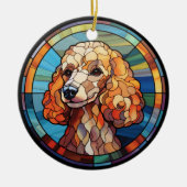 Sweet Glas in lood Dog Poodle Keramisch Ornament (Voorkant)