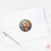 Sweet Glas in lood Dog Poodle Ronde Sticker (Envelop)