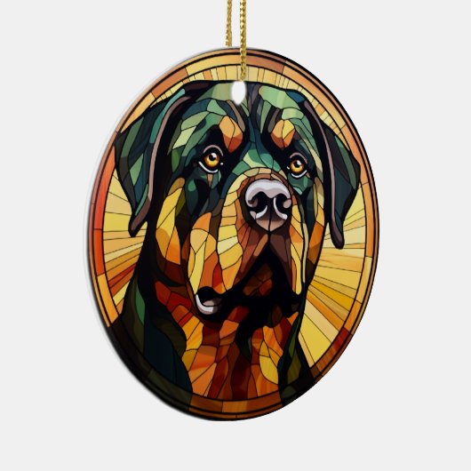 Sweet Glas in lood Dog Rottweiler Keramisch Ornament (Rechts)