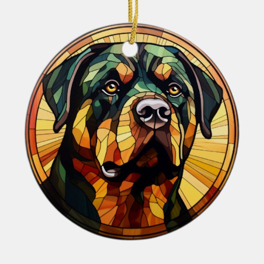 Sweet Glas in lood Dog Rottweiler Keramisch Ornament (Voorkant)