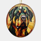 Sweet Glas in lood Dog Rottweiler Keramisch Ornament (Links)