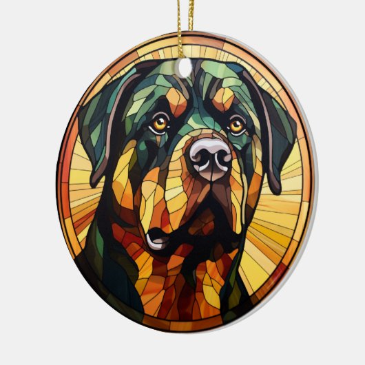 Sweet Glas in lood Dog Rottweiler Keramisch Ornament (Links)