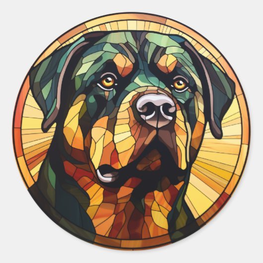 Sweet Glas in lood Dog Rottweiler Ronde Sticker (Voorkant)