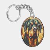 Sweet Glas in lood Dog Rottweiler Sleutelhanger (Voorkant Links)