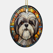 Sweet Glas in lood Dog Shih Tsu Keramisch Ornament (Rechts)