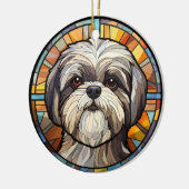 Sweet Glas in lood Dog Shih Tsu Keramisch Ornament (Links)