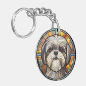 Sweet Glas in lood Dog Shih Tsu Sleutelhanger (Voorkant Links)