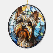 Sweet Glas in lood Dog Yorkshire Terrier Keramisch Ornament (Links)