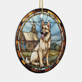 Sweet Glas in lood Duitse herdershond Keramisch Ornament (Rechts)