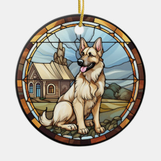Sweet Glas in lood Duitse herdershond Keramisch Ornament