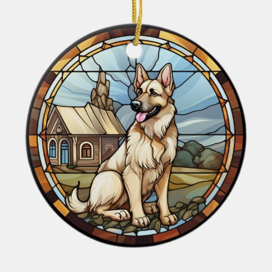 Sweet Glas in lood Duitse herdershond Keramisch Ornament (Voorkant)