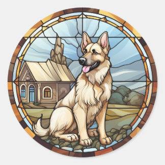 Sweet Glas in lood Duitse herdershond Ronde Sticker