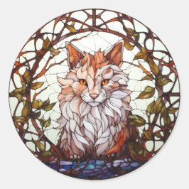 Sweet Glas in lood Forest Cat Ronde Sticker