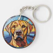 Sweet Glas in lood Golden Labrador Dog Sleutelhanger (Achterkant)