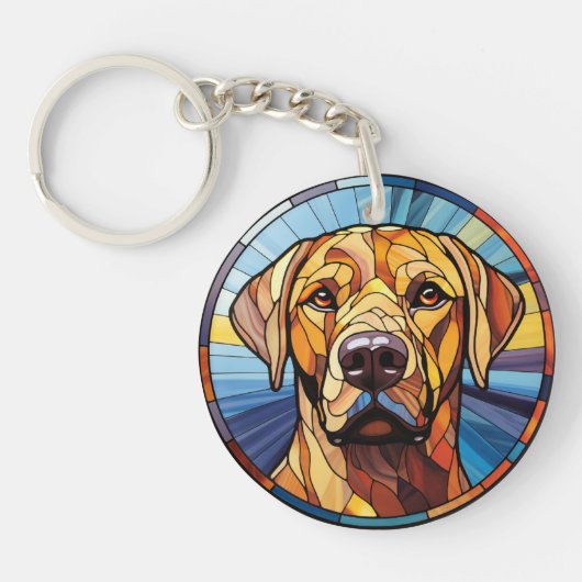 Sweet Glas in lood Golden Labrador Dog Sleutelhanger (Voorkant)